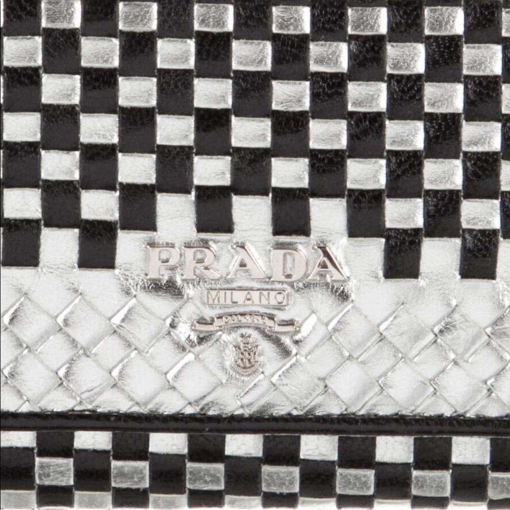 Prada Silver & Black Leather Continental Wallet - Picture 4 of 17